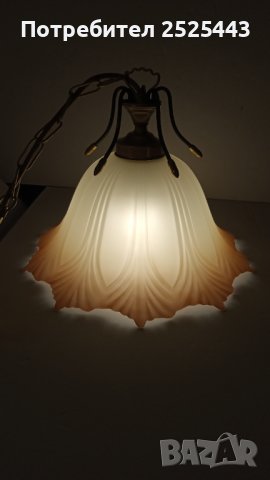 Абажур (Пендел) Е27 - метал и стъкло с Нова LED крушка 9W - 4000K, снимка 3 - Лампи за таван - 41879294