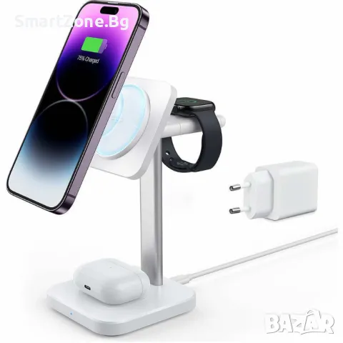 Зарядно ESR устройство Wireless HaloLock 15W, Qi2, 3in1 Phone+AirPods+iWatch, снимка 1