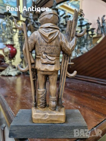 Страхотна антикварна дървена фигура пластика статуетка , снимка 5 - Антикварни и старинни предмети - 39421973