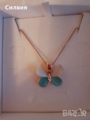 КОЛИЕ ПЕПЕРУДА 18К РОЗОВО ПОЗЛАТЯВАНЕ SWAROVSKI CRYSTALS, снимка 3 - Колиета, медальони, синджири - 34472669