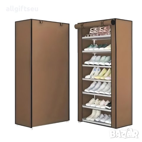 Текстилен шкаф за обувки в сиво и бежово - 7 редов, снимка 7 - Други - 41901215