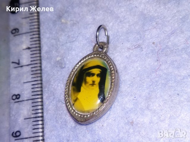 РЯДКА КАТОЛИЧЕСКА ДВУСТРАННА ПОСРЕБРЕНА ИКОНКА РЕЛИКВАРИЙ 31218