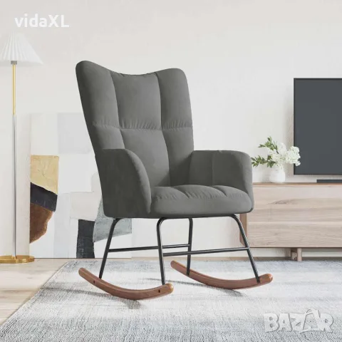vidaXL Люлеещ стол, тъмносив, кадифе, снимка 3 - Столове - 56146879