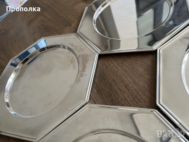 Стилни, посребрени, метални, подложни чинии/ плата 30см, снимка 7 - Чинии - 47331016