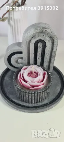 Ръчно изработени подаръчни комплекти от гипсокерамика със свещи от 100% соев восък, снимка 3 - Декорация за дома - 49724144