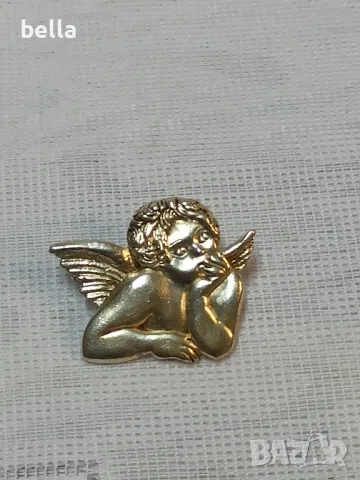 СТАРА ФРЕНСКА ПОСРЕБРЕНА БРОШКА,ЗНАЧКА -АНГЕЛ, снимка 5 - Антикварни и старинни предмети - 47978523