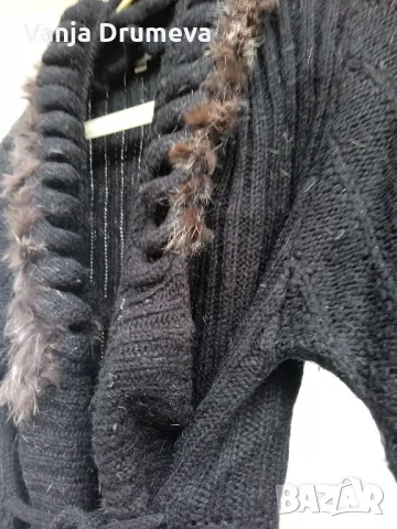  дълга елегантна жилетка с кожена апликация , снимка 6 - Жилетки - 47623707