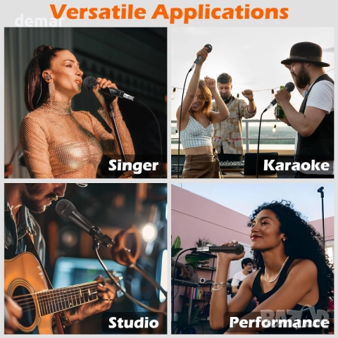 Професионален жичен динамичен микрофон Talomen, кардиоиден – L52 черен, снимка 8 - Микрофони - 51730066