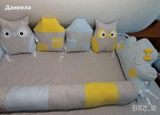 Обиколник от възглавнички за бебешко креватче , снимка 2 - Спално бельо и завивки - 35897851