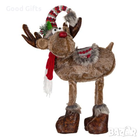 Коледно еленче, 60см, Сиво/червено седло, снимка 1 - Декорация за дома - 42719254