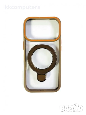 Калъф силикон MagStand Cover Прозрачен / Медно златна рамка / за iPhone 16 Pro Max 6.9 Баркод : 3132