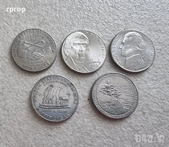 Монети. САЩ . 5 цента . 5 различни монети., снимка 1