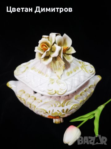 Made in Italy, винтидж порцеланова бонбонера, ръчно изработена , снимка 5 - Декорация за дома - 41745078
