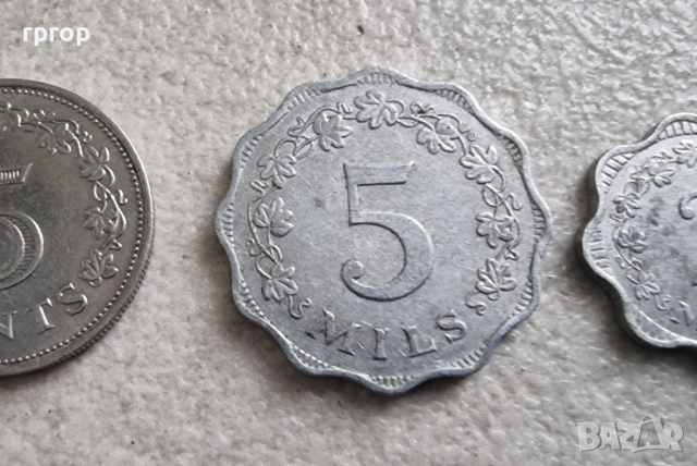  Малта.  5 и 10  цента. 2 и 5 мила. 1972 година. 4 бройки., снимка 4 - Нумизматика и бонистика - 44761835