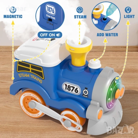 MORECOLL Комплект влакче за малки деца с пара, музика и светлини, снимка 3 - Влакчета, самолети, хеликоптери - 51729210