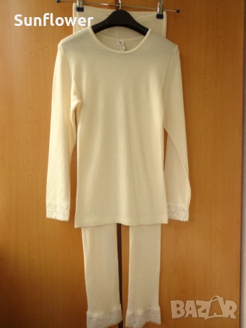 Комплект топ и клин от бежова мерино вълна EVA (Дания), размер M