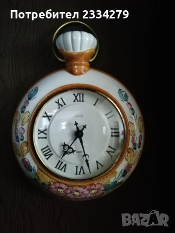 Стар бутиков часовник, авторска ръчно рисувана керамика, снимка 7 - Стенни часовници - 52883777