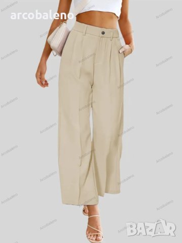 Ежедневни дамски широки панталони с копчета и джобове с висока талия, 5цвята , снимка 10 - Панталони - 40956746