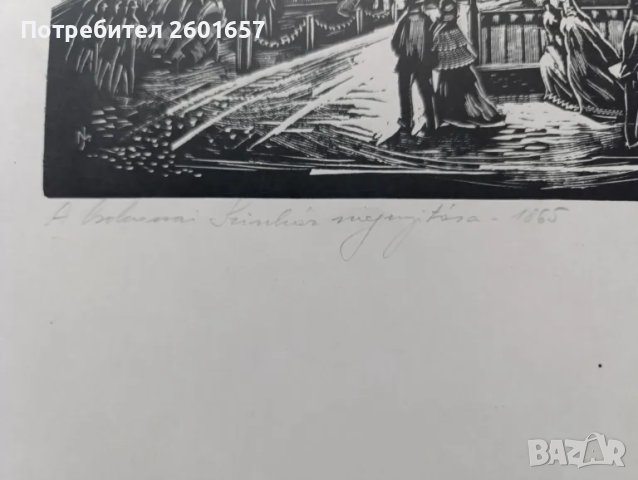 Красива стара литография 1865 г., снимка 5 - Картини - 48822361