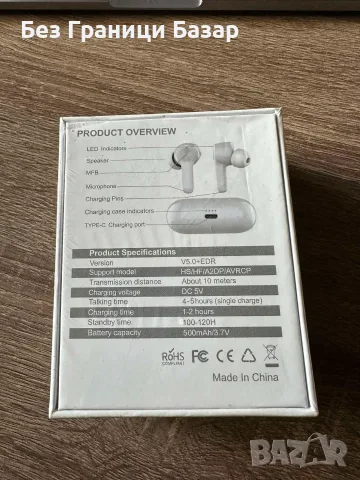 Нови Bluetooth TWS Безжични Слушалки HiFi Микрофон Touch USB-C Калъф 500mAh, снимка 2 - Bluetooth слушалки - 56211268