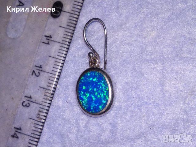 СКЪПОЦЕННА СРЕБЪРНА АРТ НУВО СТИЛ АНГЛИЙСКА ОБЕЦА СРЕБРО 925 с ПРЕКРАСЕН ШЛИФОВАН ОПАЛ 38691, снимка 3 - Обеци - 41730336