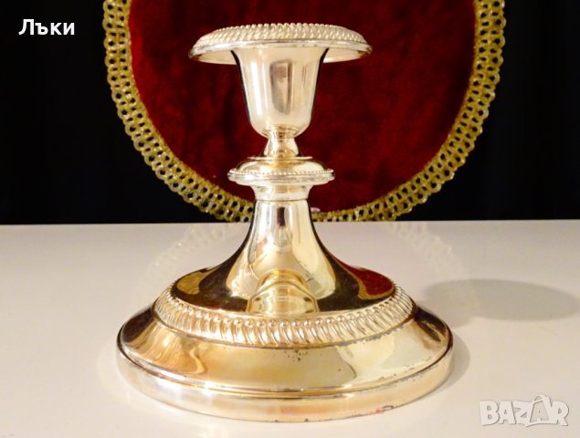 Английски посребрен свещник 11 см. , снимка 2 - Антикварни и старинни предмети - 42626350