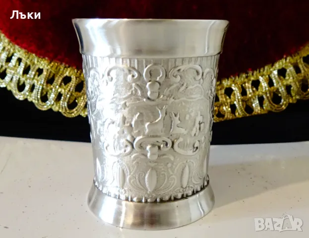 Чаши от калай с ловна сцена,Дионис,ренесанс. , снимка 3 - Антикварни и старинни предмети - 48717014