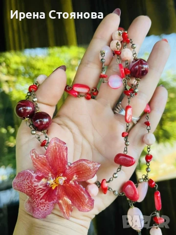 Колие с регулируема дължина, естествен цвят на орхидея, снимка 17 - Колиета, медальони, синджири - 51002776