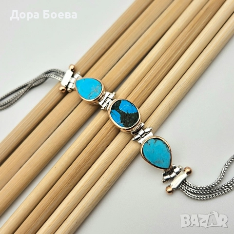 Сребърна гривна: "Триост", снимка 2 - Колиета, медальони, синджири - 52794612