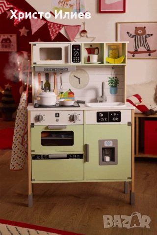 Детска Дървена Кухня Малкия Готвач Звуци Светлини Аксесоари