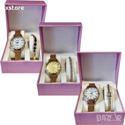 Луксозен дамски часовник с елегантна гривна – стил и изящество в една кутия, снимка 2 - Бижутерийни комплекти - 52793510