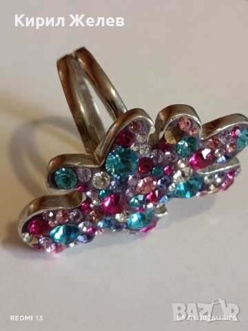 Модерен Арт сребърен пръстен декориран с Аквамарин и Робини изящен скъпоценен 51804, снимка 8 - Пръстени - 52987162