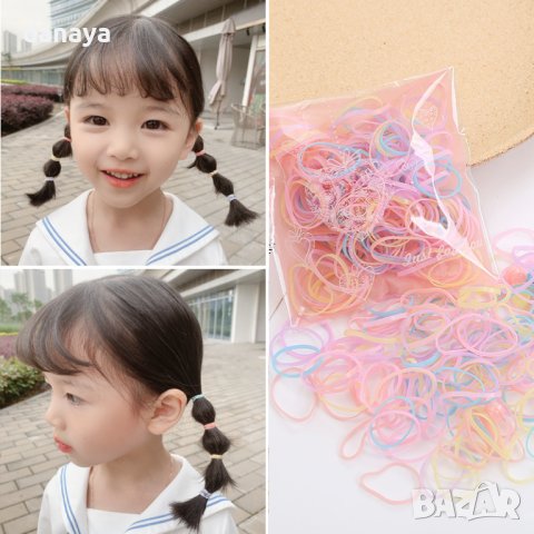 3749 Цветни силиконови ластици за коса, 120 броя в пакет