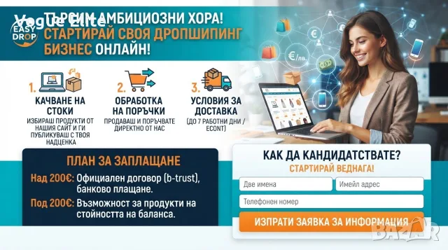 Гъвкава онлайн работа: Дропшипинг сътрудник (Подходяща за начинаещи)