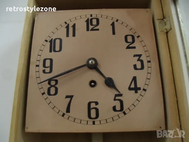 № 7992 стар стенен часовник  - механичен  - работещ  - размер 49 / 26 / 12 см, снимка 4 - Антикварни и старинни предмети - 49832980