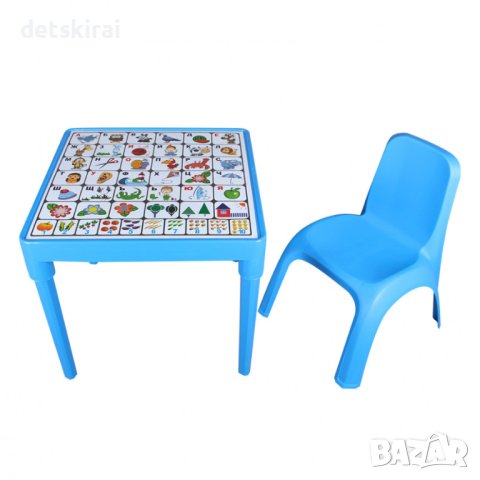 Детска маса с българската азбука с един стол - различни цветове, снимка 4 - Мебели за детската стая - 41624546