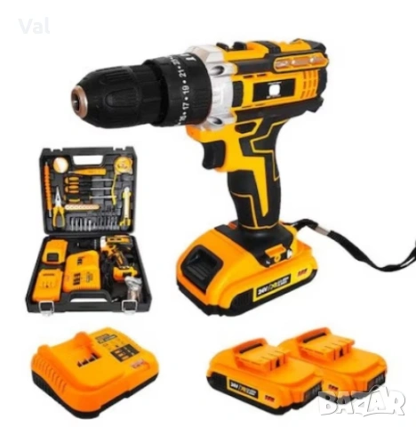 Ударна машина за пробиване и завинтване, 2 батерии 24 V, зарядно устройство, включени 30 аксесоара, снимка 7 - Други инструменти - 53671556