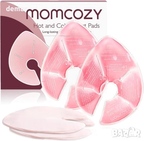 Momcozy Топли и студени подложки за гърди с 2 меки калъфа, Комплект от 2, Розови