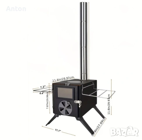 Туристическа метална печка на дърва за палатки, снимка 2 - Палатки - 53221389