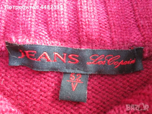 Les Copains италиански червен вълнен зимен пуловер размер 52., снимка 4 - Пуловери - 50409320