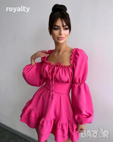 Цикламена ефектна рокля