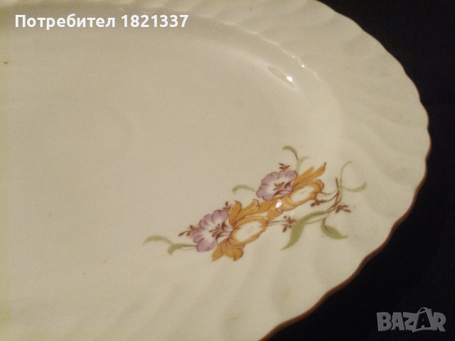 Голяма порцеланова чиния Китка, снимка 3 - Чинии - 44509494