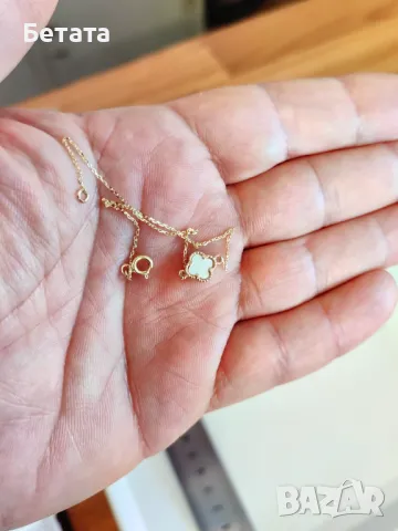 Гривна с детелина, гривна с детелина Ван Клееф 14 карата злато, снимка 2 - Гривни - 48114611