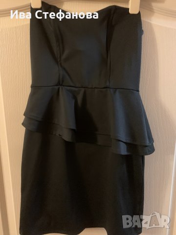 Страхотна пеплум черна еластична официална вечерна къса коктейлна рокля , снимка 4 - Рокли - 35788836