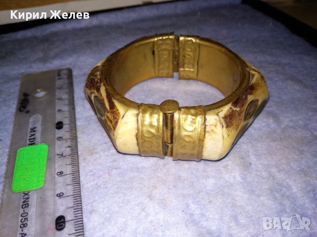 СТАРИННА БРОНЗОВА ТИБЕТСКА ТРАДИЦИОННА МАСИВНА ГРИВНА с ЩИФТ и КАМИЛСКА КОСТ РЪЧНА ИЗРАБОТКА 38321, снимка 8 - Антикварни и старинни предмети - 41095979