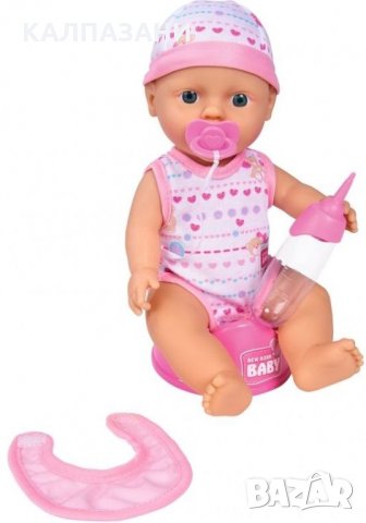 Пишкаща кукла-бебе Simba New Born 105037800 - Baby Darling, розова дрешка на сърчица, снимка 2 - Кукли - 36000403