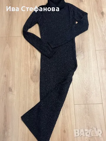 Нова еластична ежедневно елегантна рокля рипс миди midi модерна дължина блясък 