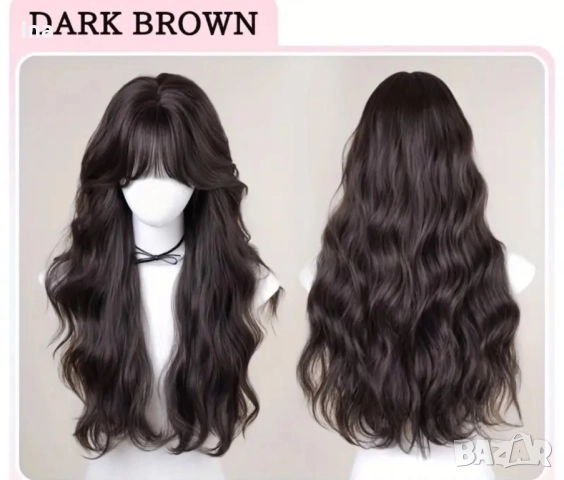 Тъмно кестенява перука дълга и гъста , снимка 3 - Аксесоари за коса - 52969398