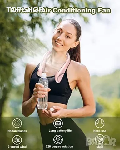 Нов преносим вентилатор за врата 3 скорости за къмпинг, туризъм, спорт, снимка 4 - Спортна екипировка - 49307307