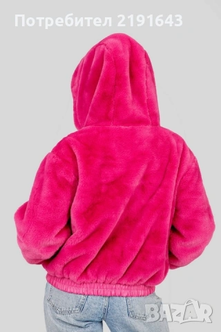 цикламено яке от синтетичен косъм, снимка 3 - Якета - 53457868